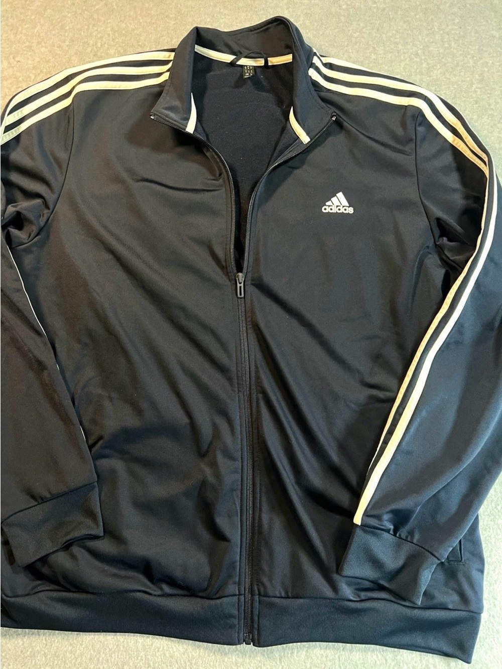 adidas Blue Track Jacket with Cream Stripes